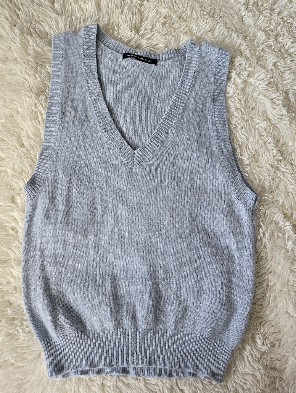Light Blue V-Neck Knit Sweater Vest - Women - Picture 6 of 9